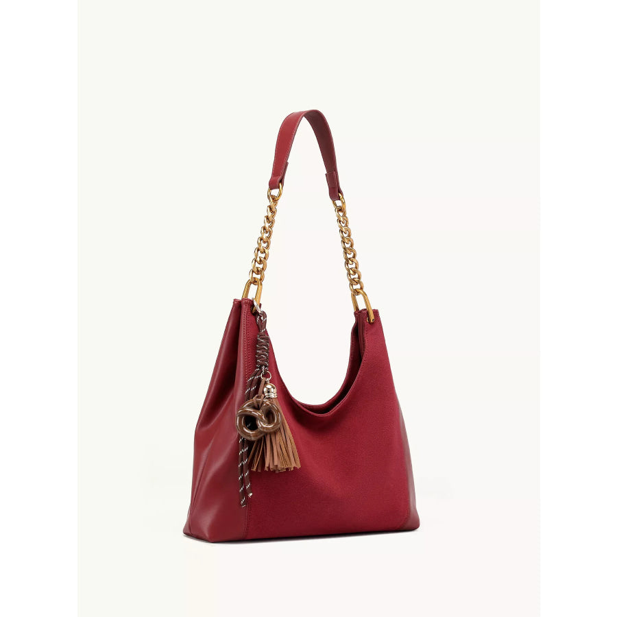 Chain Strap Tassel Charm Shoulder Bag Wine Red / onesize Apparel and Accessories