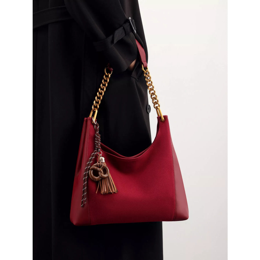 Chain Strap Tassel Charm Shoulder Bag Wine Red / onesize Apparel and Accessories