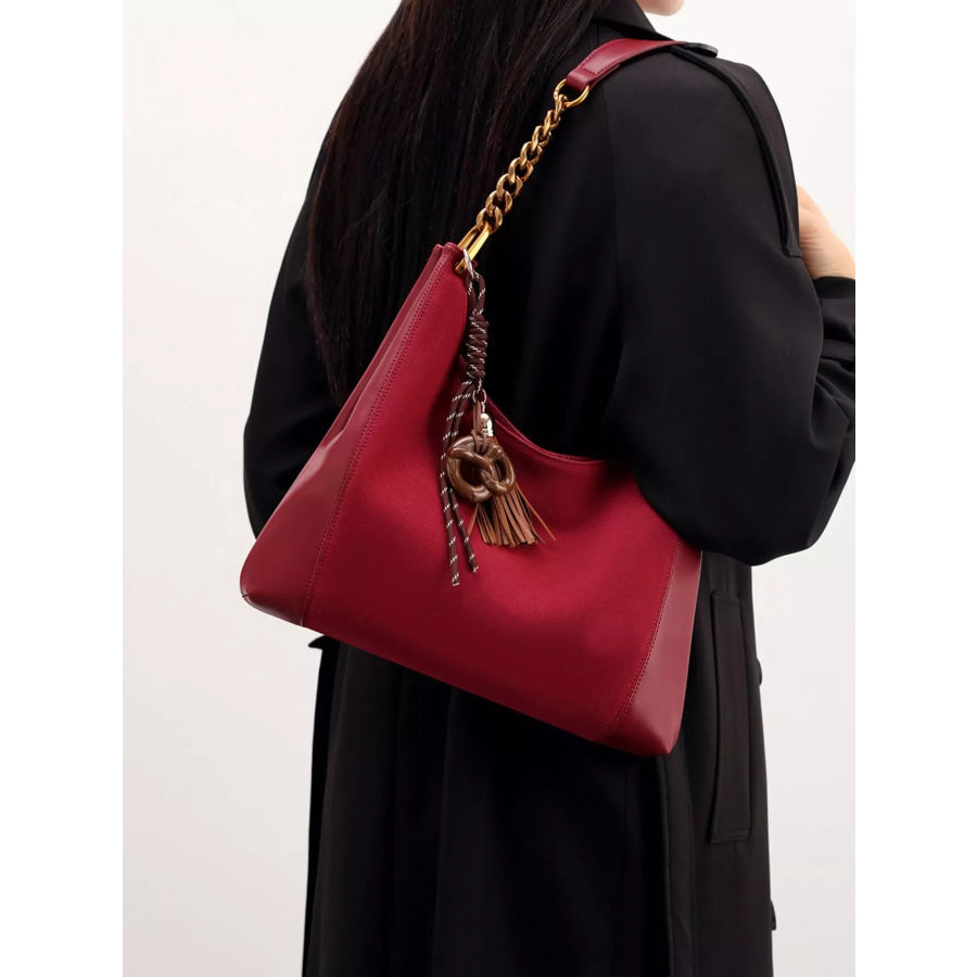 Chain Strap Tassel Charm Shoulder Bag Wine Red / onesize Apparel and Accessories
