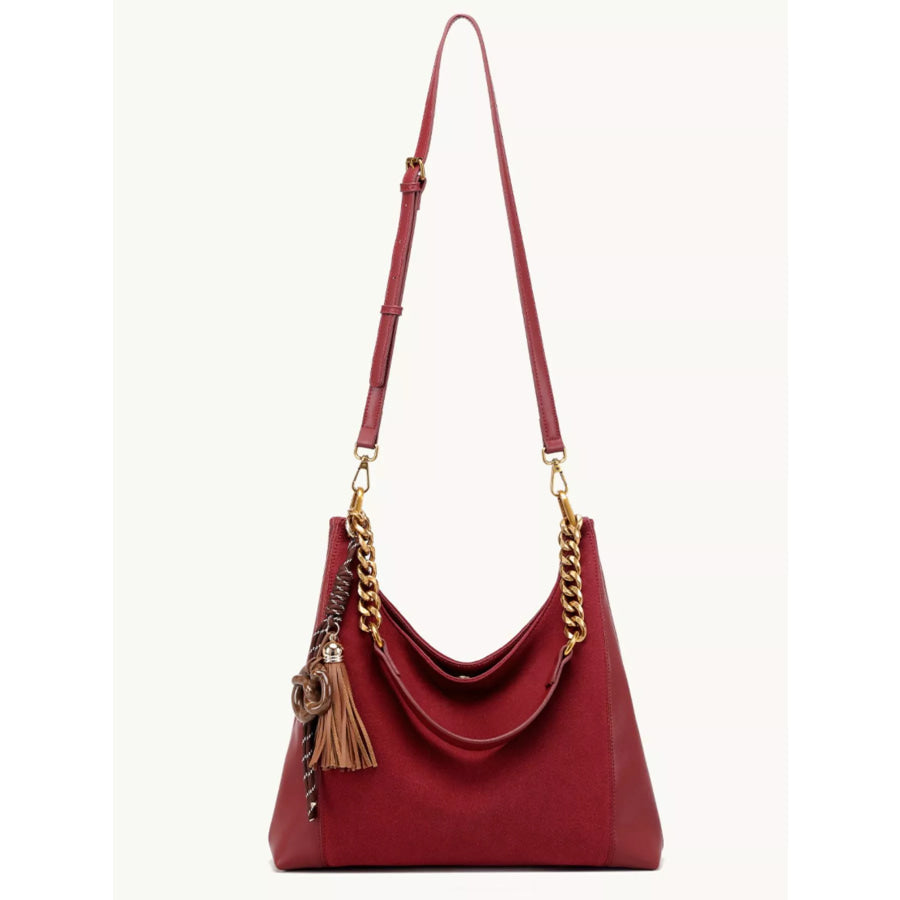 Chain Strap Tassel Charm Shoulder Bag Wine Red / onesize Apparel and Accessories