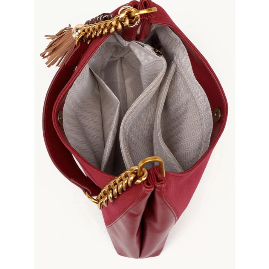 Chain Strap Tassel Charm Shoulder Bag Wine Red / onesize Apparel and Accessories