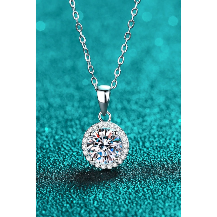 Chance to Charm 1 Carat Moissanite Round Pendant Chain Necklace Silver / One Size