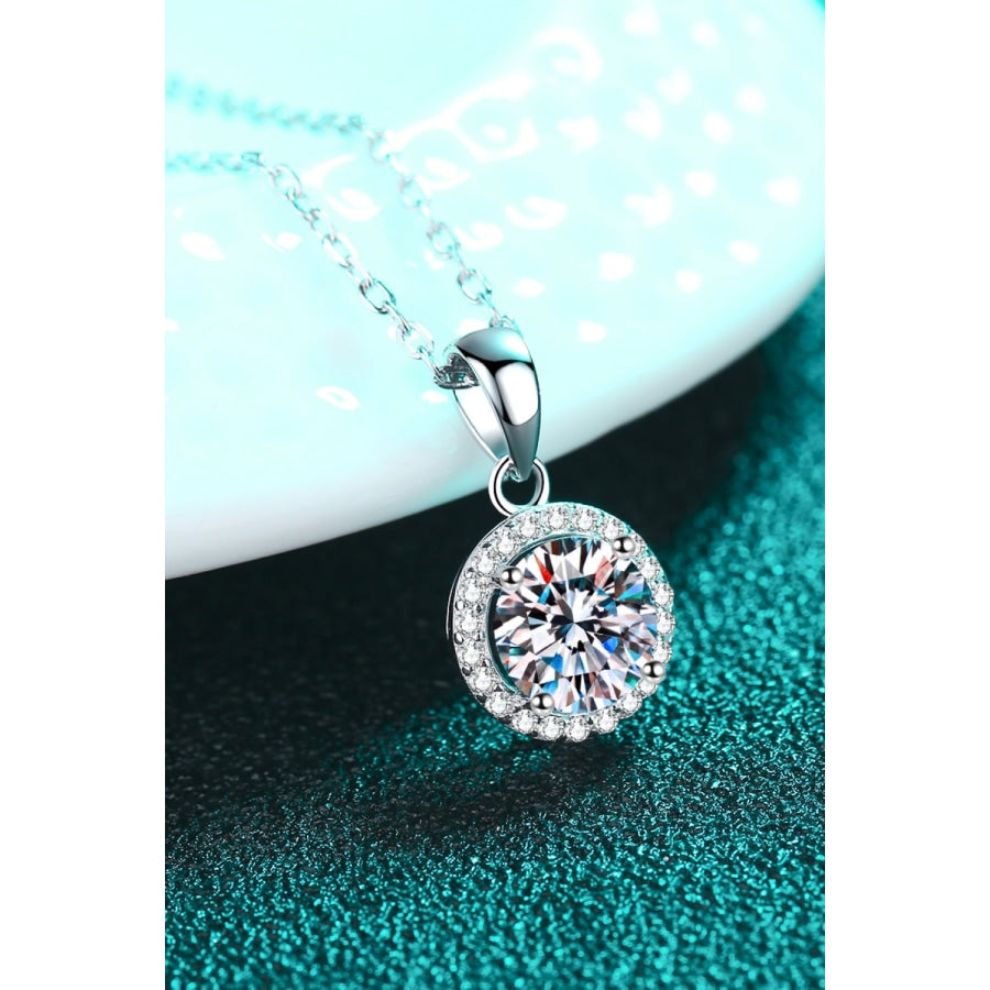 Chance to Charm 1 Carat Moissanite Round Pendant Chain Necklace Silver / One Size