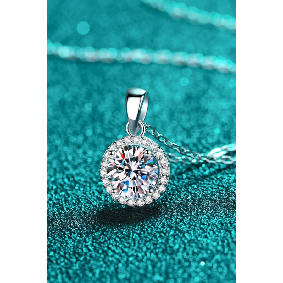 Chance to Charm 1 Carat Moissanite Round Pendant Chain Necklace Silver / One Size