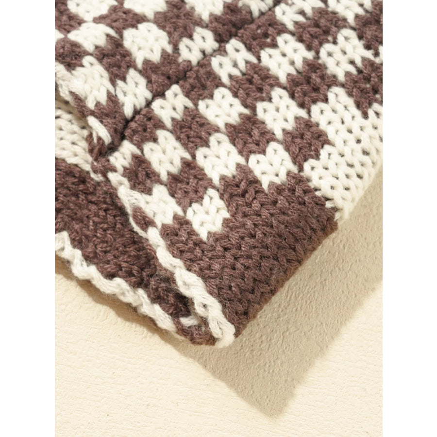 Checkerboard Pattern Sweater Cardigan Apparel and Accessories