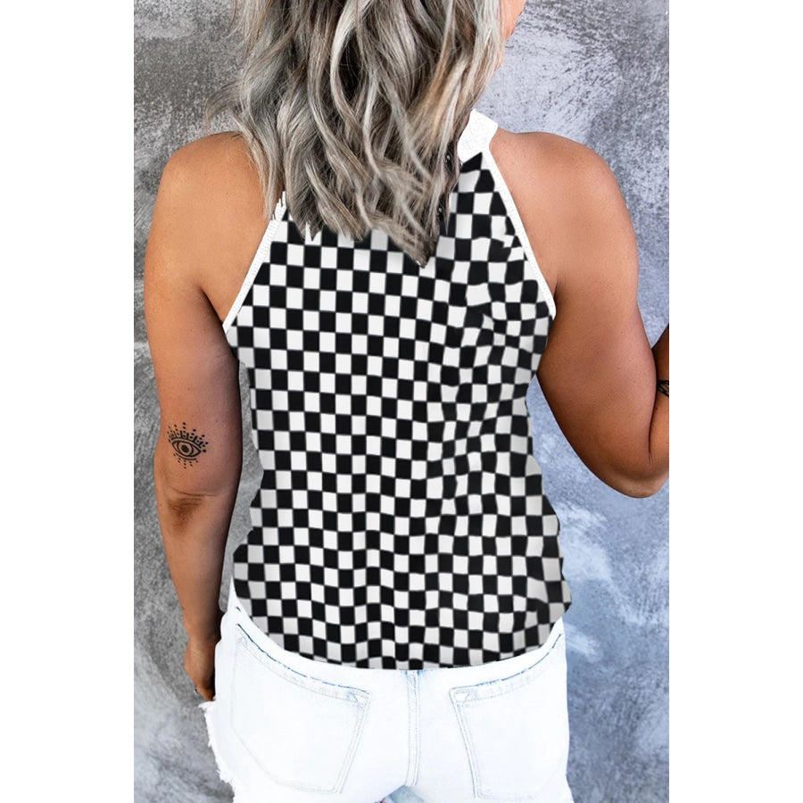 Checkered Grecian Neck Tank Apparel and Accessories