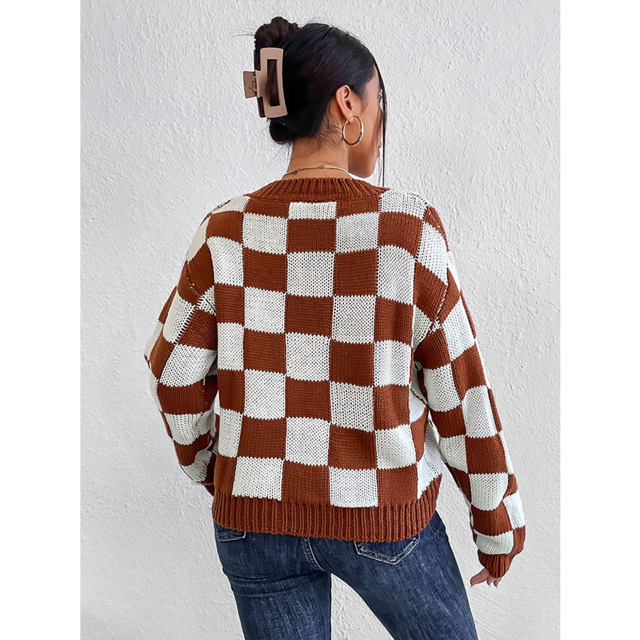 Checkered Round Neck Sweater