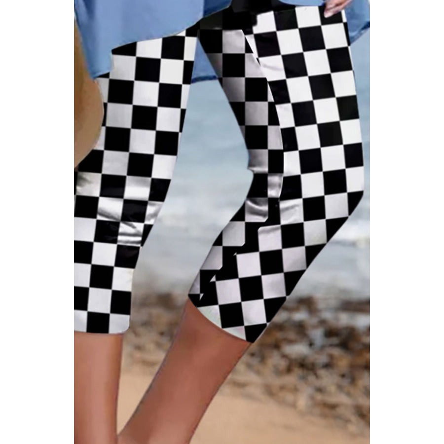 Checkered Skinny Capris Apparel and Accessories