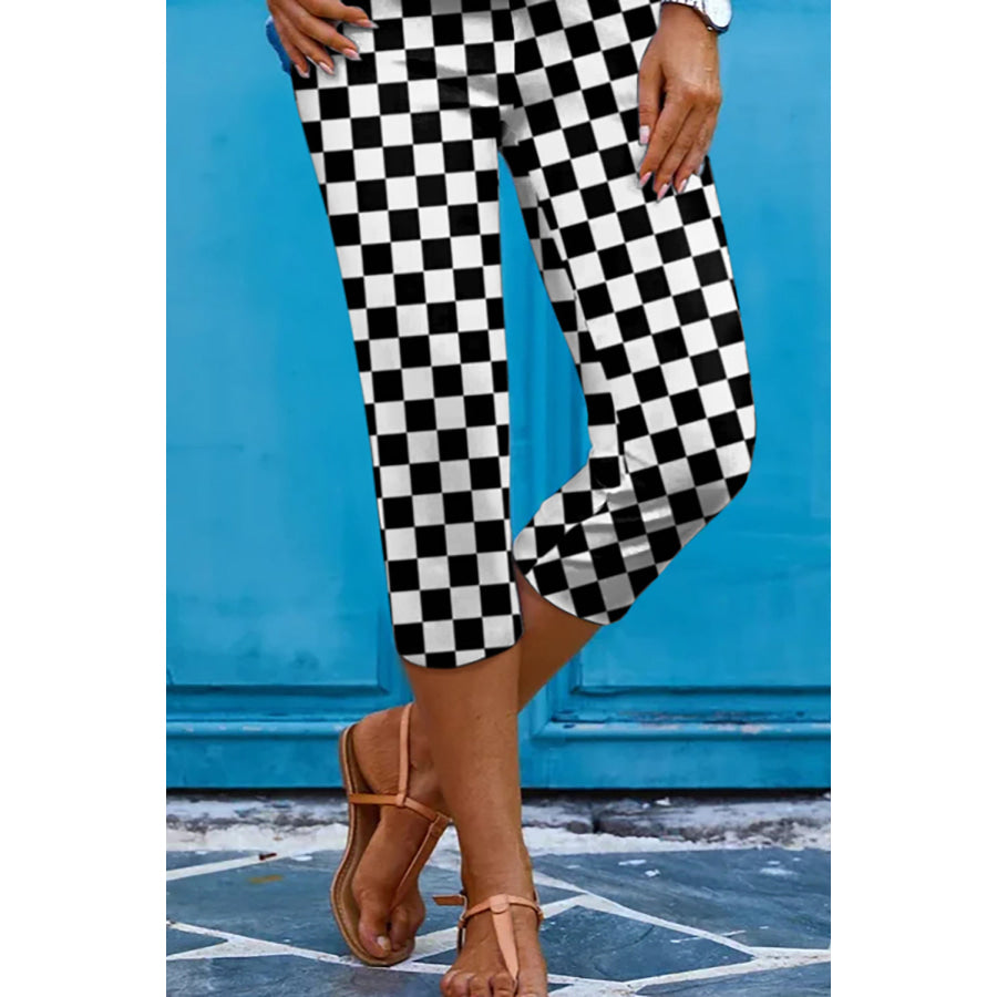 Checkered Skinny Capris Plaid / S Apparel and Accessories