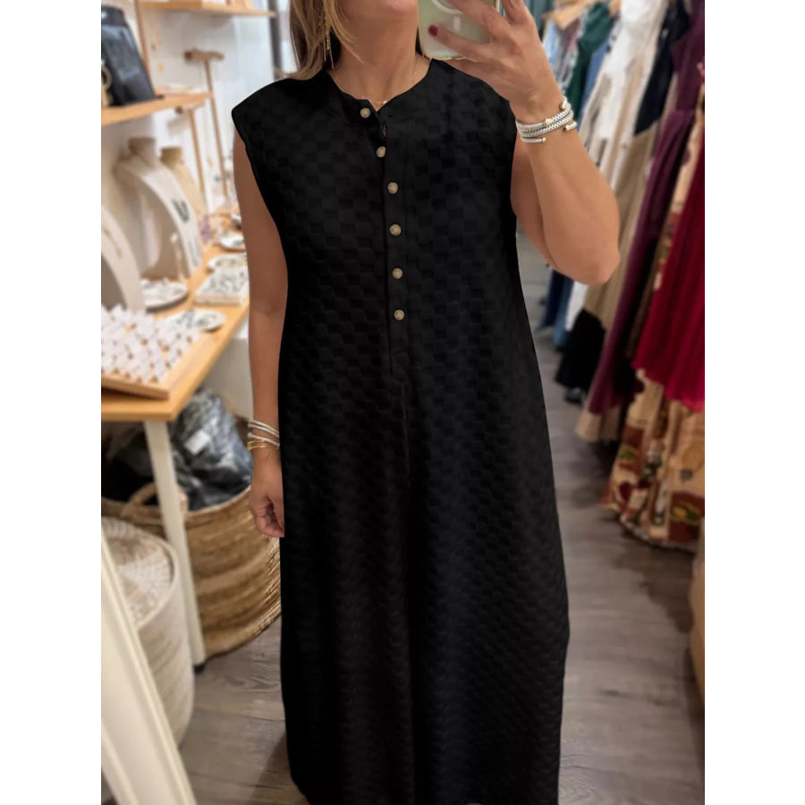 Checkered Sleeveless Wide Leg Jumpsuit Apparel and Accessories