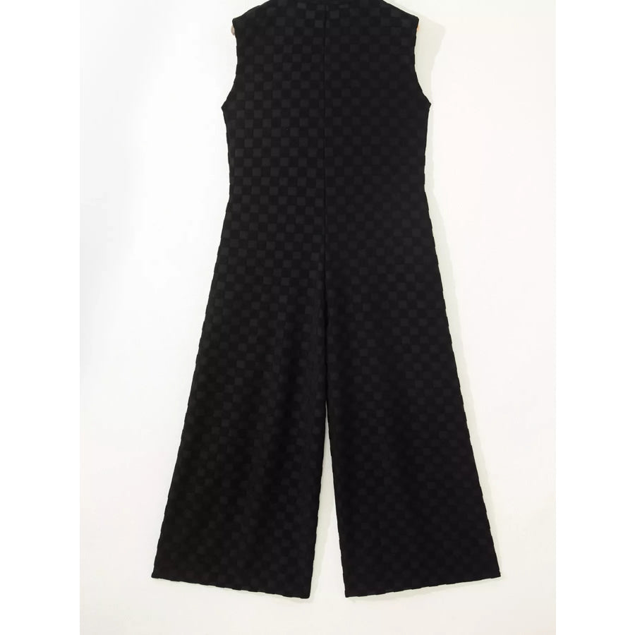 Checkered Sleeveless Wide Leg Jumpsuit Apparel and Accessories