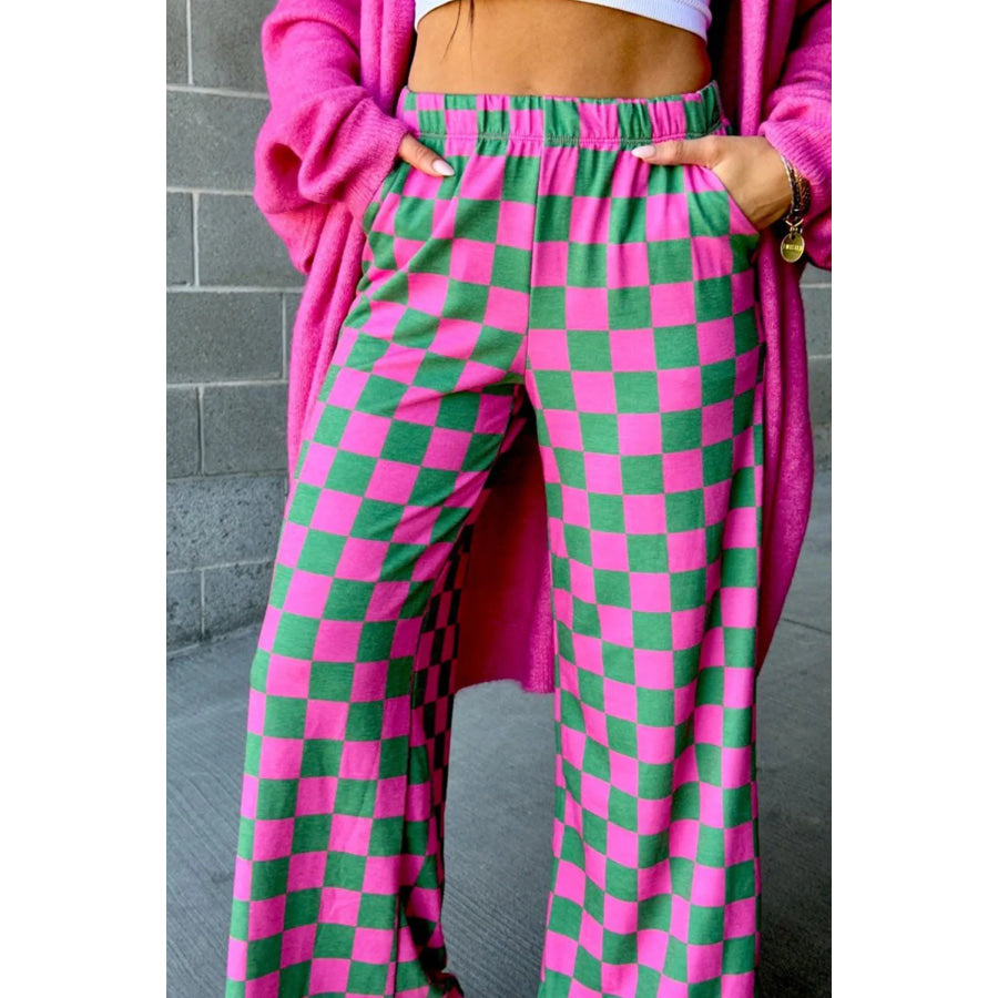 Checkered Wide Leg Pants Apparel and Accessories