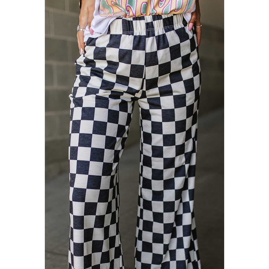 Checkered Wide Leg Pants Apparel and Accessories