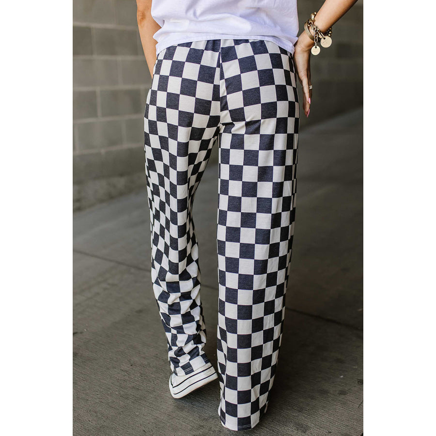 Checkered Wide Leg Pants Apparel and Accessories