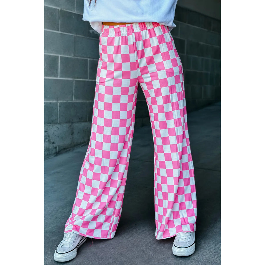 Checkered Wide Leg Pants Apparel and Accessories