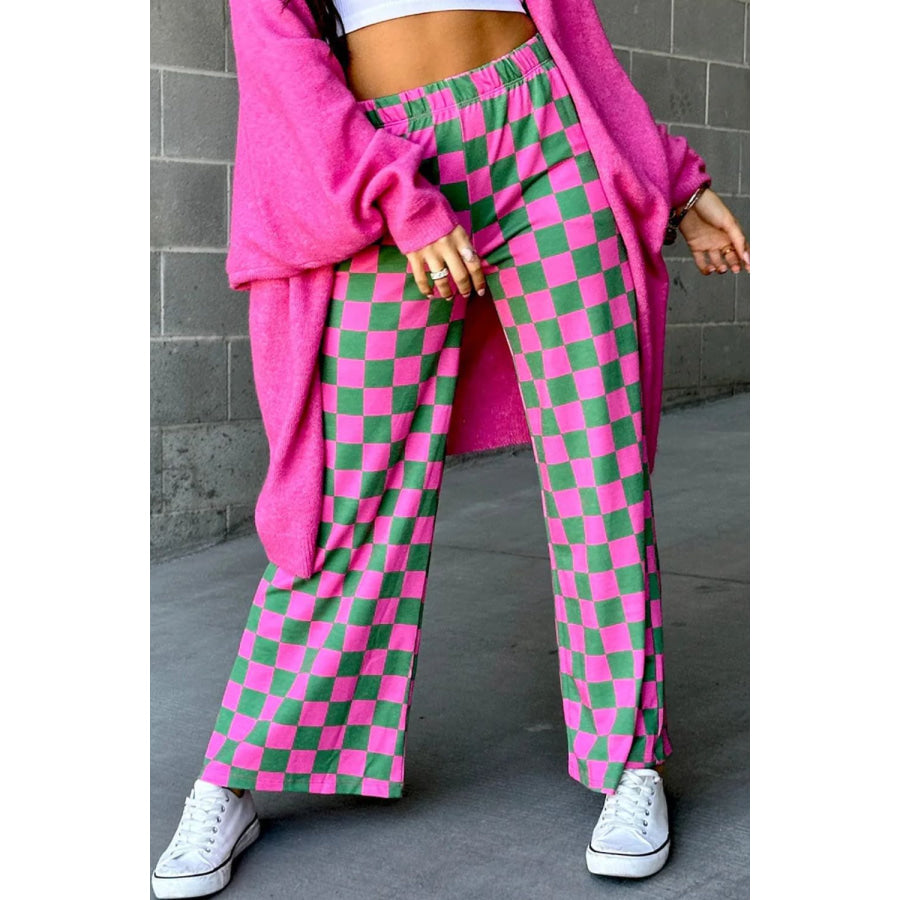 Checkered Wide Leg Pants Apparel and Accessories