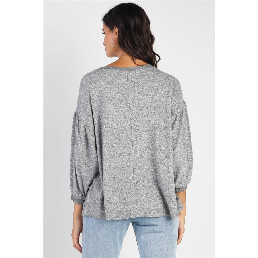 Cherish Apparel Drop Shoulder Puff Sleeve Top Apparel and Accessories