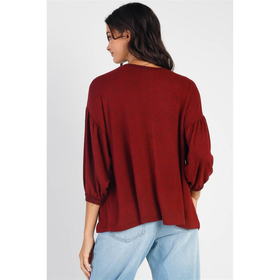 Cherish Apparel Drop Shoulder Puff Sleeve Top Apparel and Accessories