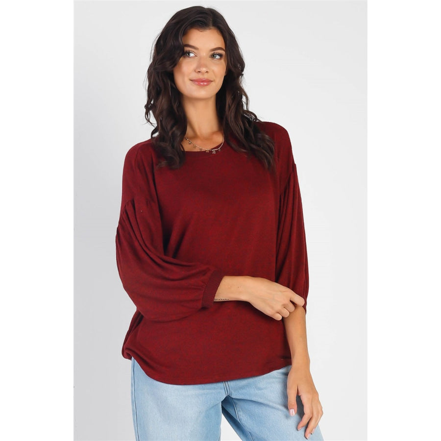 Cherish Apparel Drop Shoulder Puff Sleeve Top Apparel and Accessories