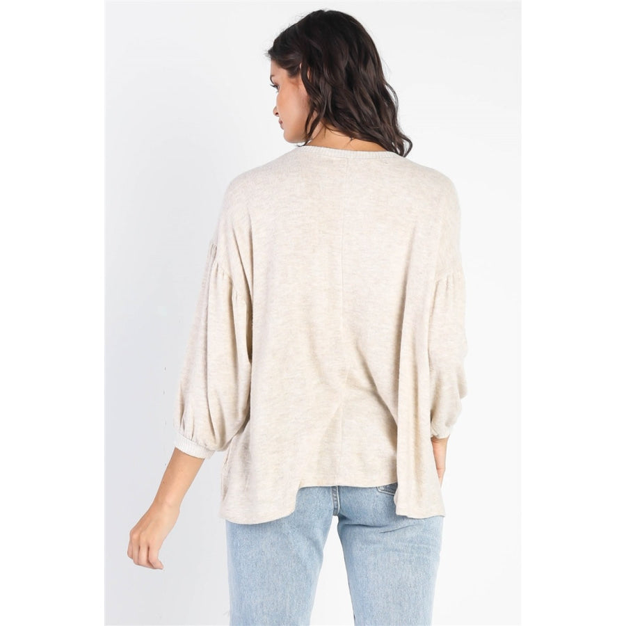 Cherish Apparel Drop Shoulder Puff Sleeve Top Apparel and Accessories