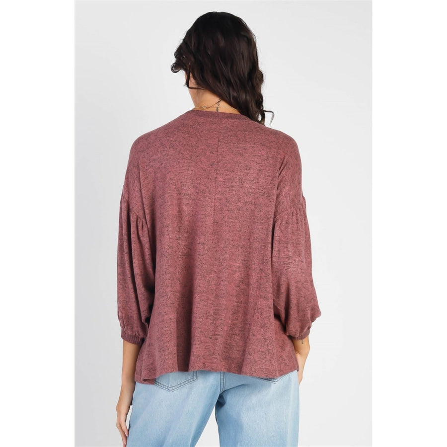 Cherish Apparel Drop Shoulder Puff Sleeve Top Apparel and Accessories