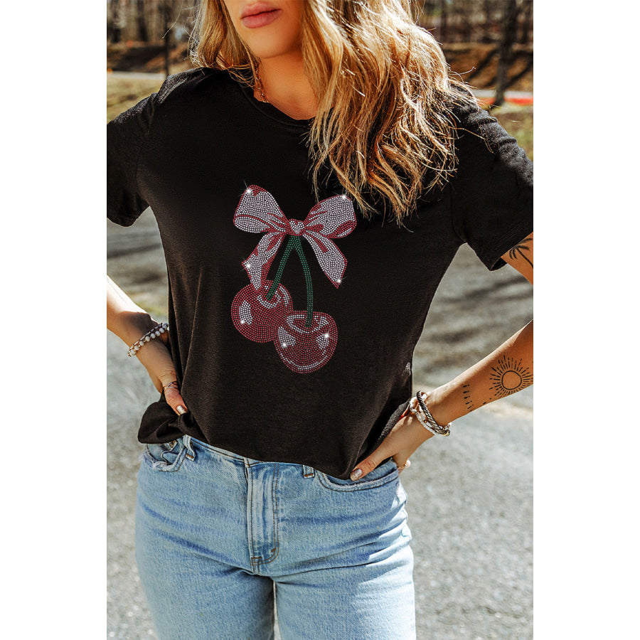 Cherry Graphic Round Neck Short Sleeve T-Shirt Apparel and Accessories