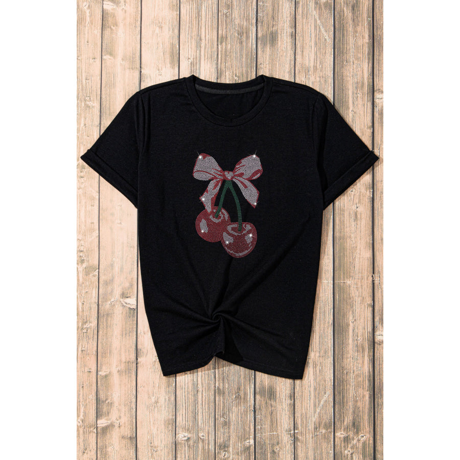 Cherry Graphic Round Neck Short Sleeve T-Shirt Apparel and Accessories