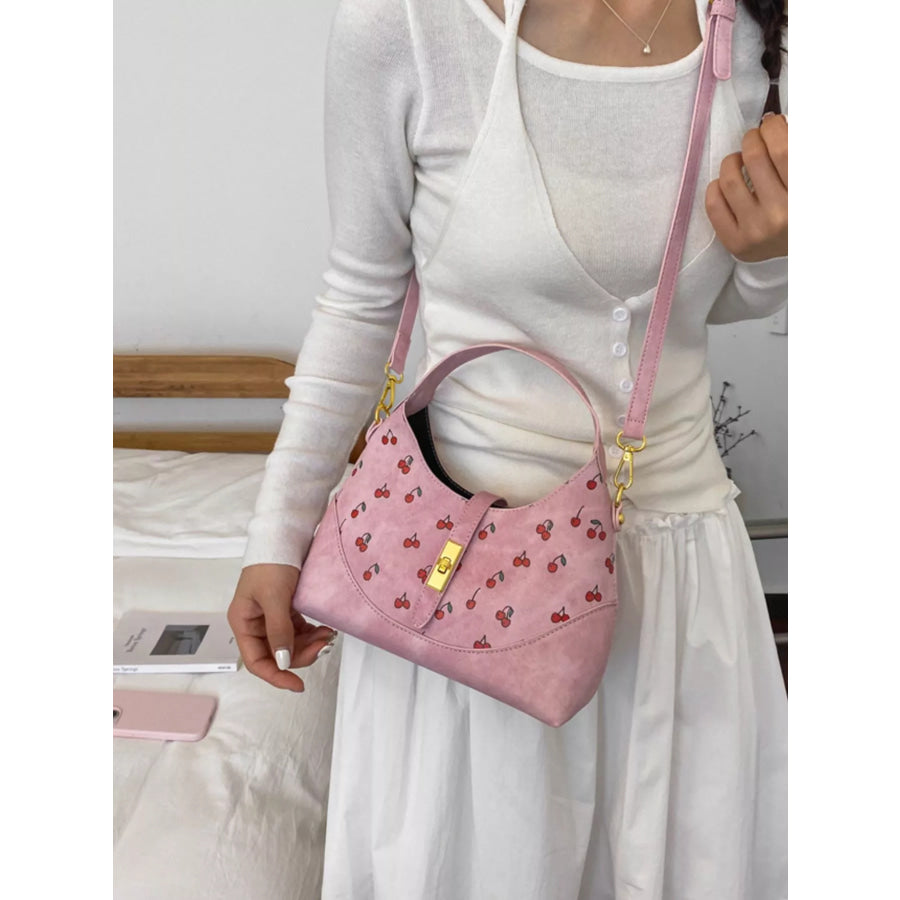Cherry Print Crossbody Bag Pink / onesize Apparel and Accessories