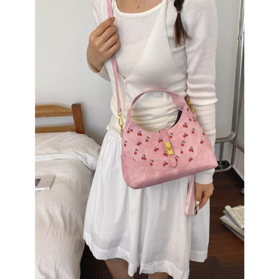 Cherry Print Crossbody Bag Pink / onesize Apparel and Accessories