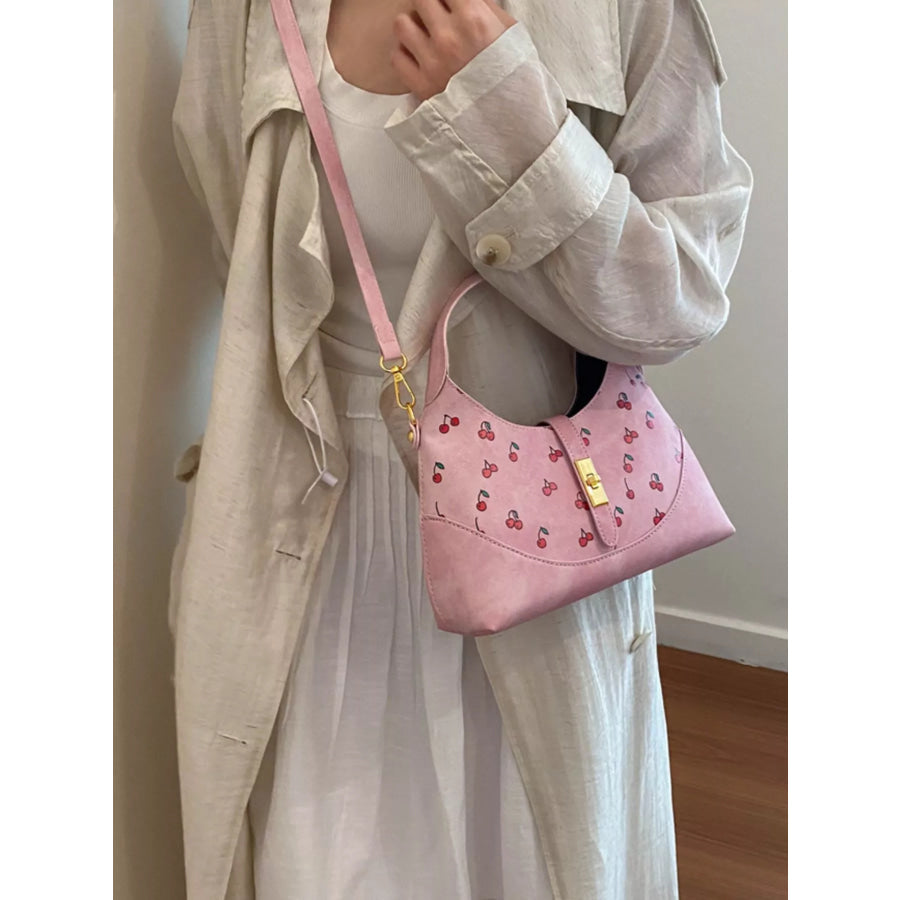 Cherry Print Crossbody Bag Pink / onesize Apparel and Accessories