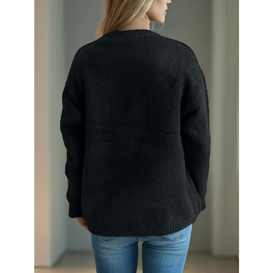 Cherry Round Neck Long Sleeve Sweater Apparel and Accessories