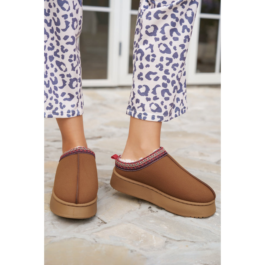 Chestnut Contrast Print Suede Plush Lined Snow Boots Shoes & Bags/Boots