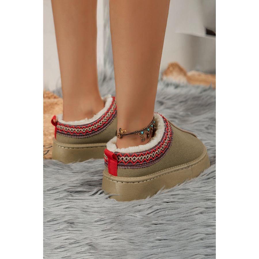 Chestnut Contrast Print Suede Plush Lined Snow Boots Shoes & Bags/Boots