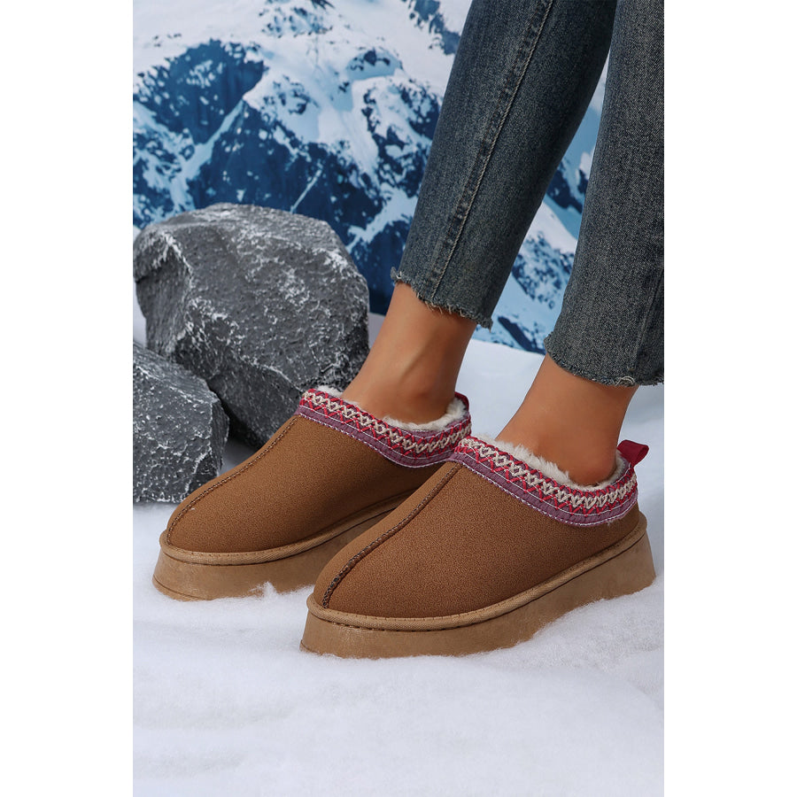 Chestnut Contrast Print Suede Plush Lined Snow Boots Shoes & Bags/Boots