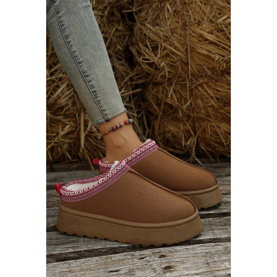 Chestnut Contrast Print Suede Plush Lined Snow Boots Shoes & Bags/Boots