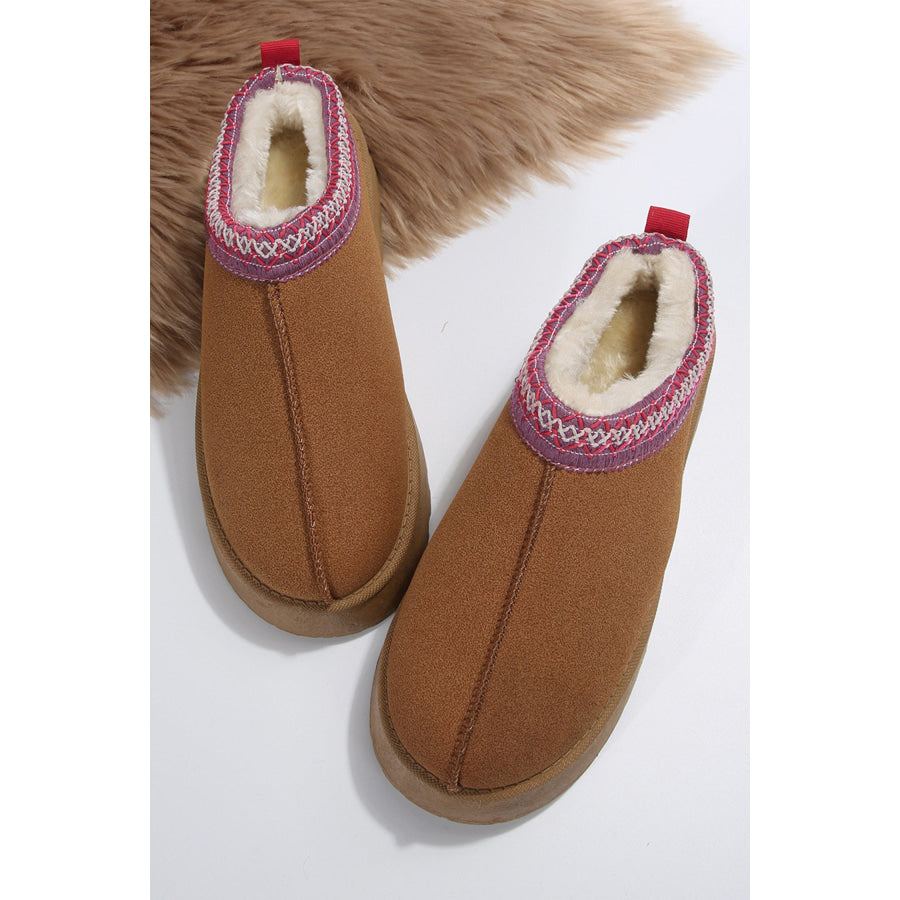 Chestnut Contrast Print Suede Plush Lined Snow Boots Shoes & Bags/Boots