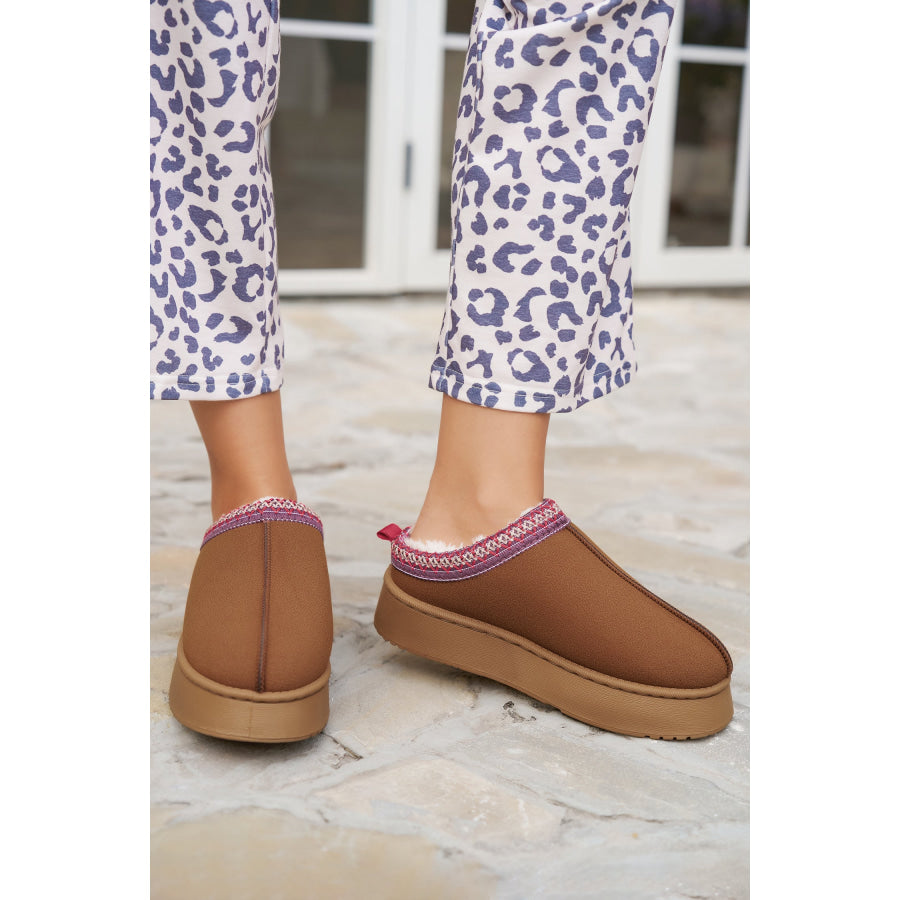 Chestnut Contrast Print Suede Plush Lined Snow Boots Shoes & Bags/Boots