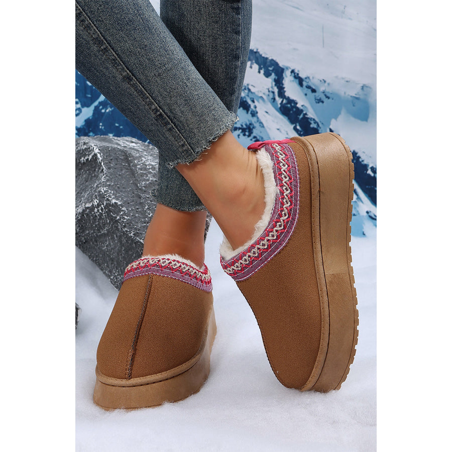 Chestnut Contrast Print Suede Plush Lined Snow Boots Shoes & Bags/Boots