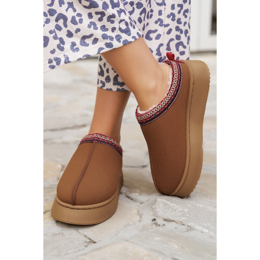 Chestnut Contrast Print Suede Plush Lined Snow Boots Shoes & Bags/Boots