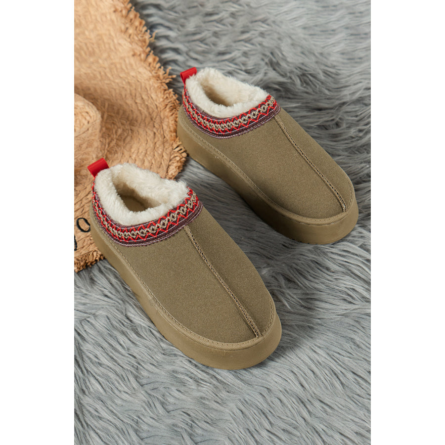 Chestnut Contrast Print Suede Plush Lined Snow Boots Shoes & Bags/Boots