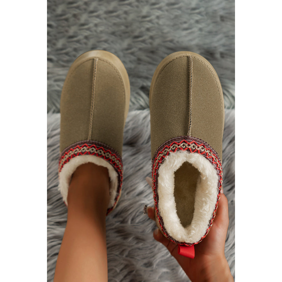 Chestnut Contrast Print Suede Plush Lined Snow Boots Shoes & Bags/Boots