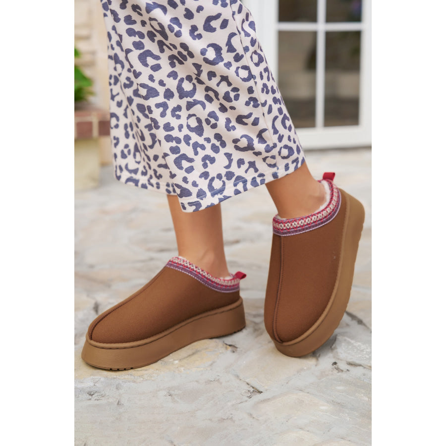 Chestnut Contrast Print Suede Plush Lined Snow Boots Shoes & Bags/Boots