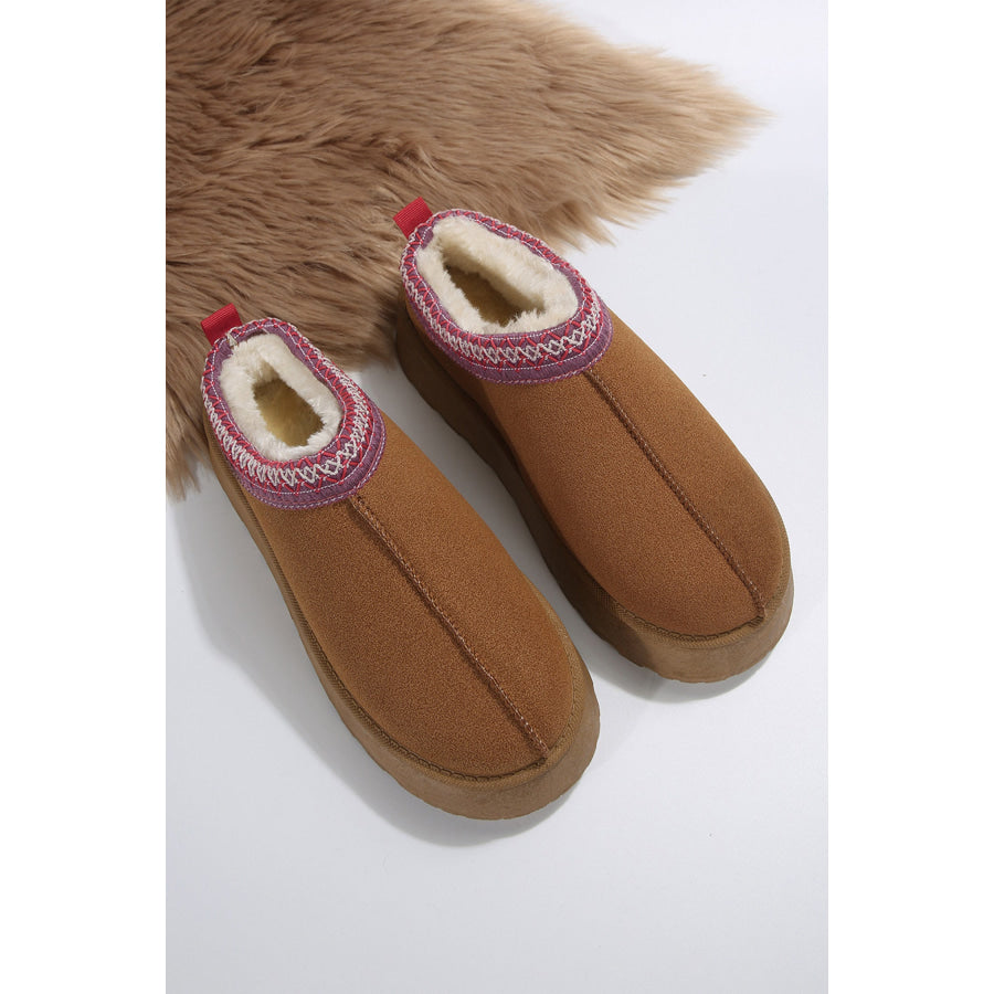 Chestnut Contrast Print Suede Plush Lined Snow Boots Shoes & Bags/Boots