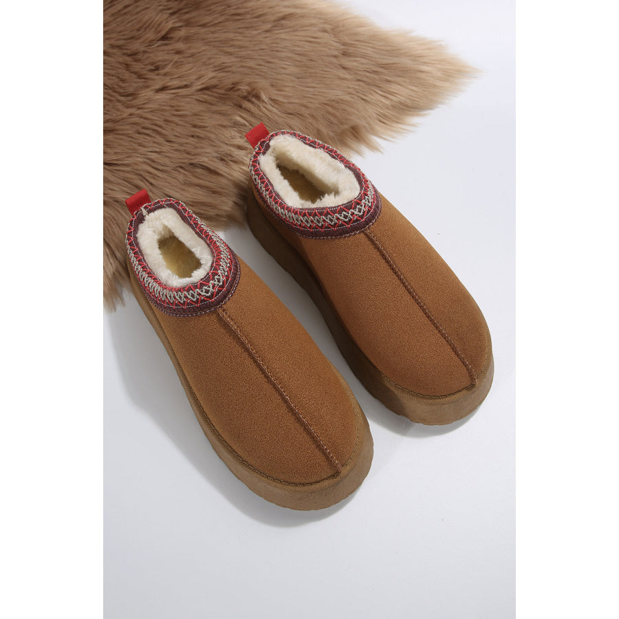 Chestnut Contrast Print Suede Plush Lined Snow Boots Shoes &amp; Bags/Boots