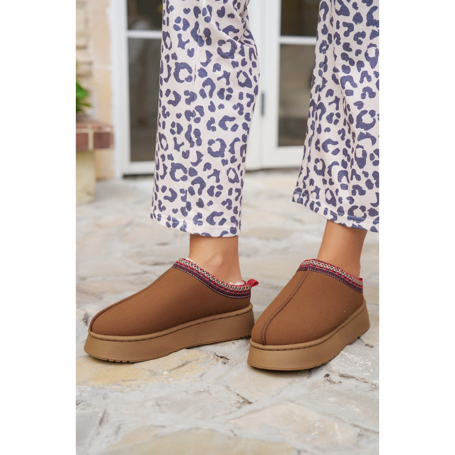 Chestnut Contrast Print Suede Plush Lined Snow Boots Shoes & Bags/Boots