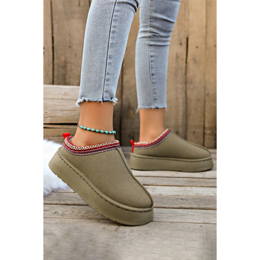 Chestnut Contrast Print Suede Plush Lined Snow Boots Shoes & Bags/Boots