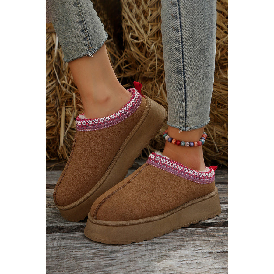 Chestnut Contrast Print Suede Plush Lined Snow Boots Shoes & Bags/Boots