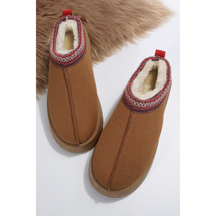 Chestnut Contrast Print Suede Plush Lined Snow Boots Shoes &amp; Bags/Boots