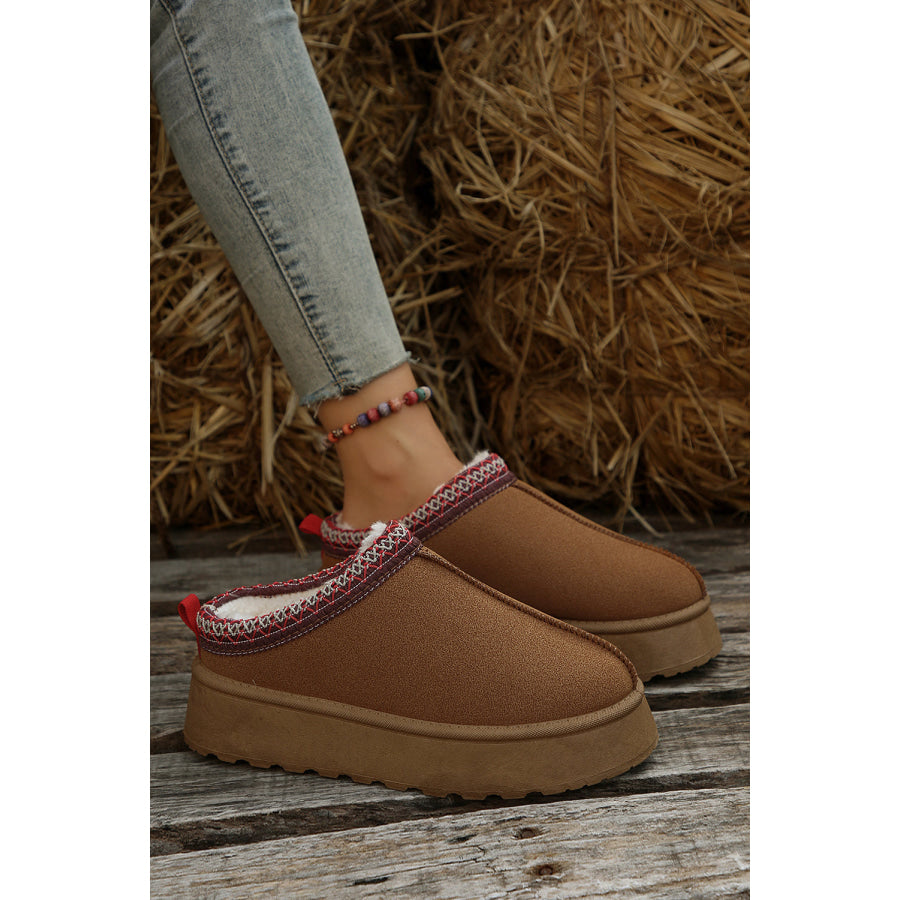 Chestnut Contrast Print Suede Plush Lined Snow Boots Shoes & Bags/Boots