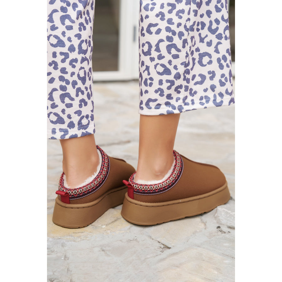 Chestnut Contrast Print Suede Plush Lined Snow Boots Shoes & Bags/Boots